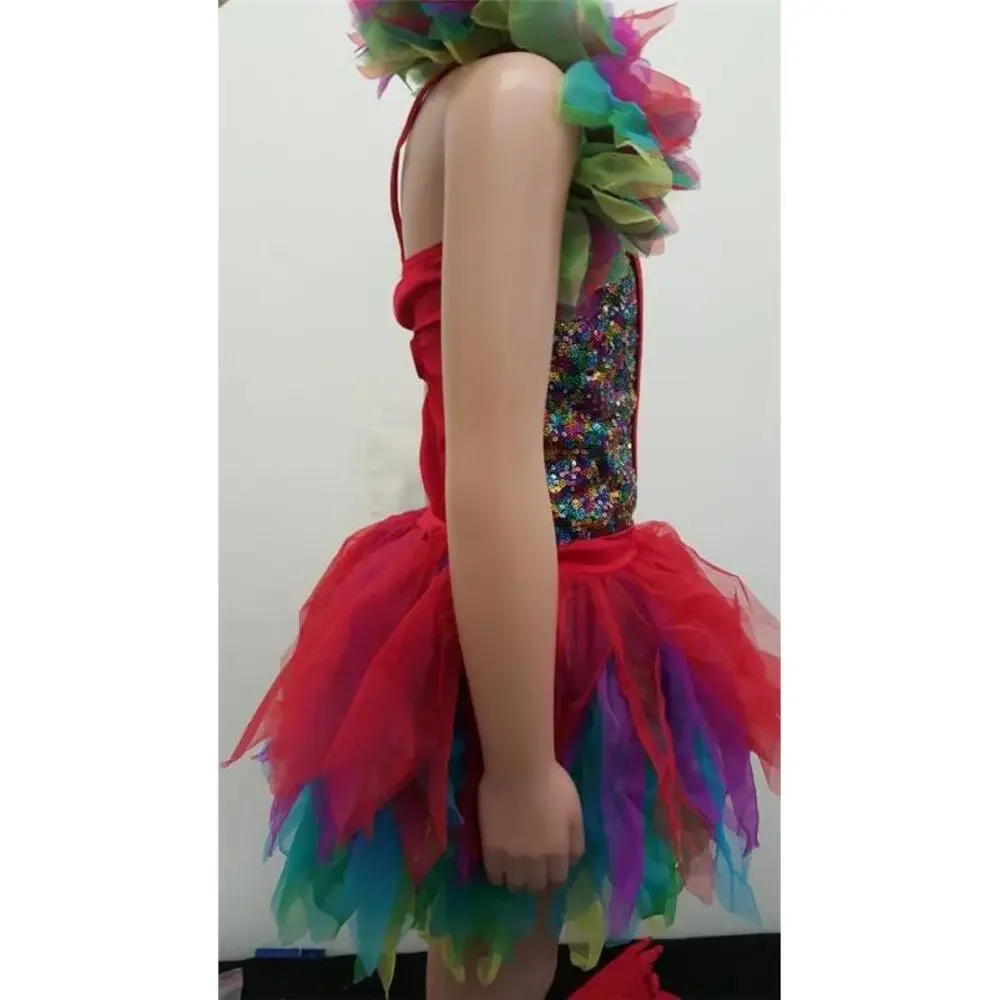 Pre-Owned Dance Costume Costume Gallery 15303 Small Child Red 2in1 Jazz Musical